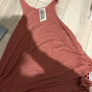 Free People Long Beach Ribbed Mauve Racerback Tank Top